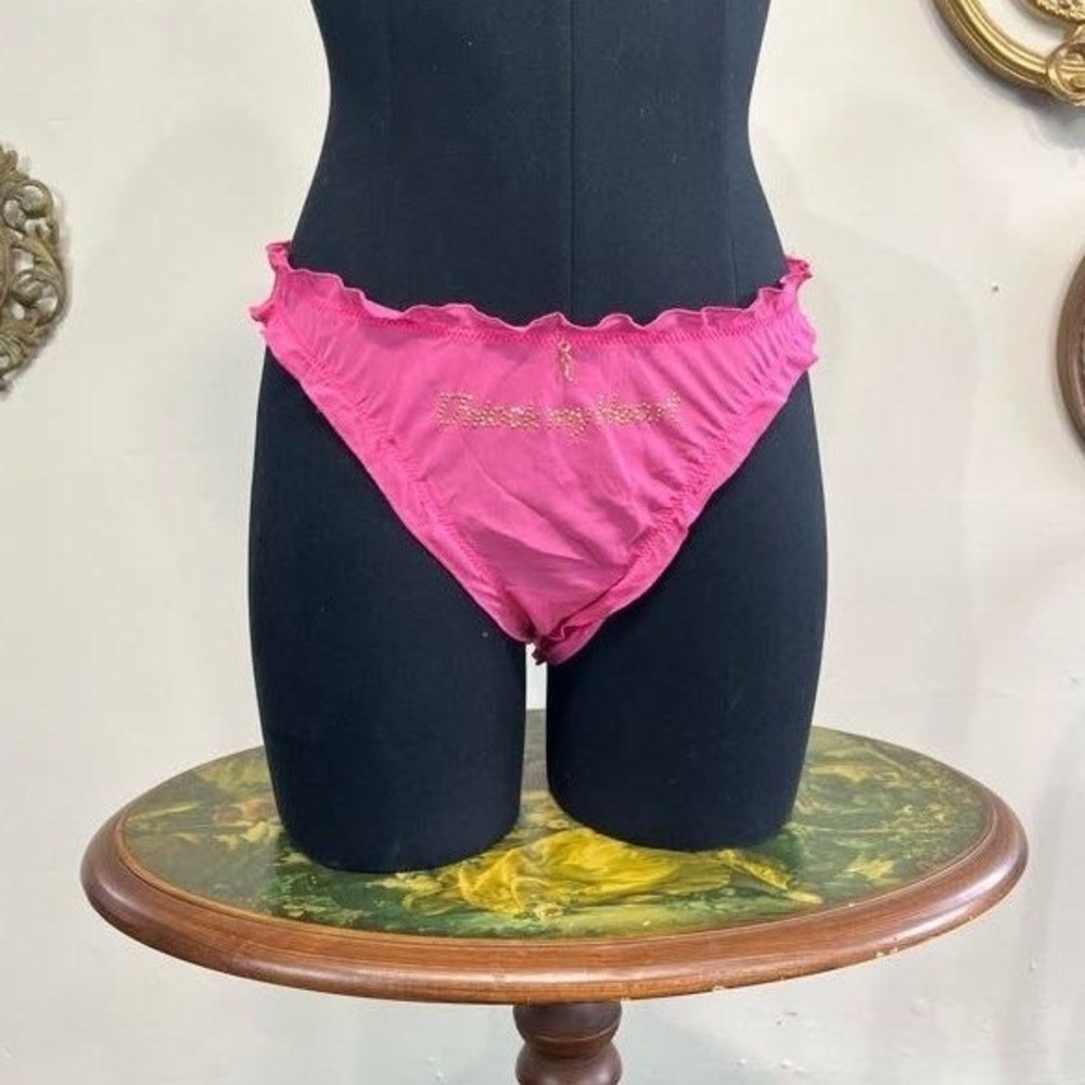 Vintage Victoria's Secret Pink Ruffle Panty Unlock My Heart Rhinestone Key Y2K L